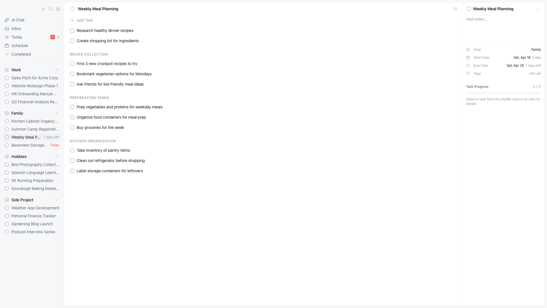 HamsterBase Tasks project view